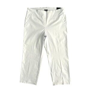 SOHO APPAREL LTD Pull On Stretch White Women's Ankle Pants White Plus Size 2X